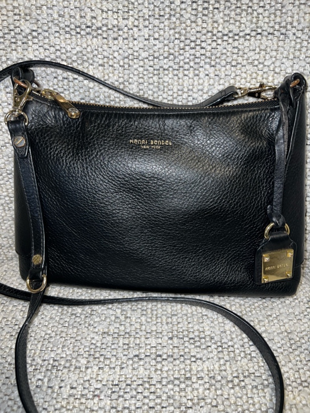 Henri Bendel New York Black Pebbled Leather Crossbody Bag
